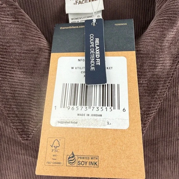 The North Face Womens Utility Cord Shacket Coal‎ Brown Relaxed Fit XL